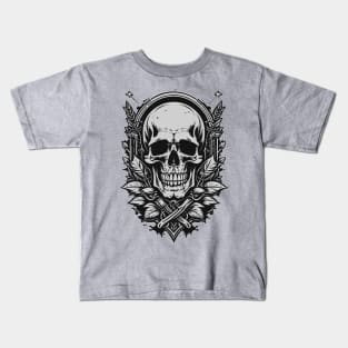 Monochrome Vintage Skull Kids T-Shirt